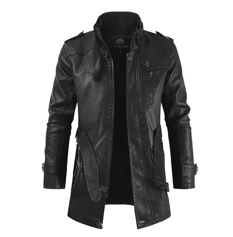 Rafael – Chaqueta de Cuero Biker Elegante y Larga