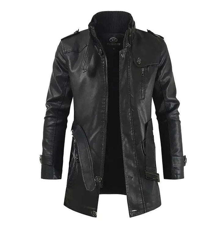 Rafael – Chaqueta de Cuero Biker Elegante y Larga