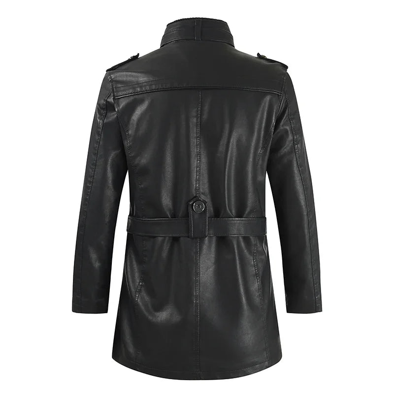 Rafael – Chaqueta de Cuero Biker Elegante y Larga