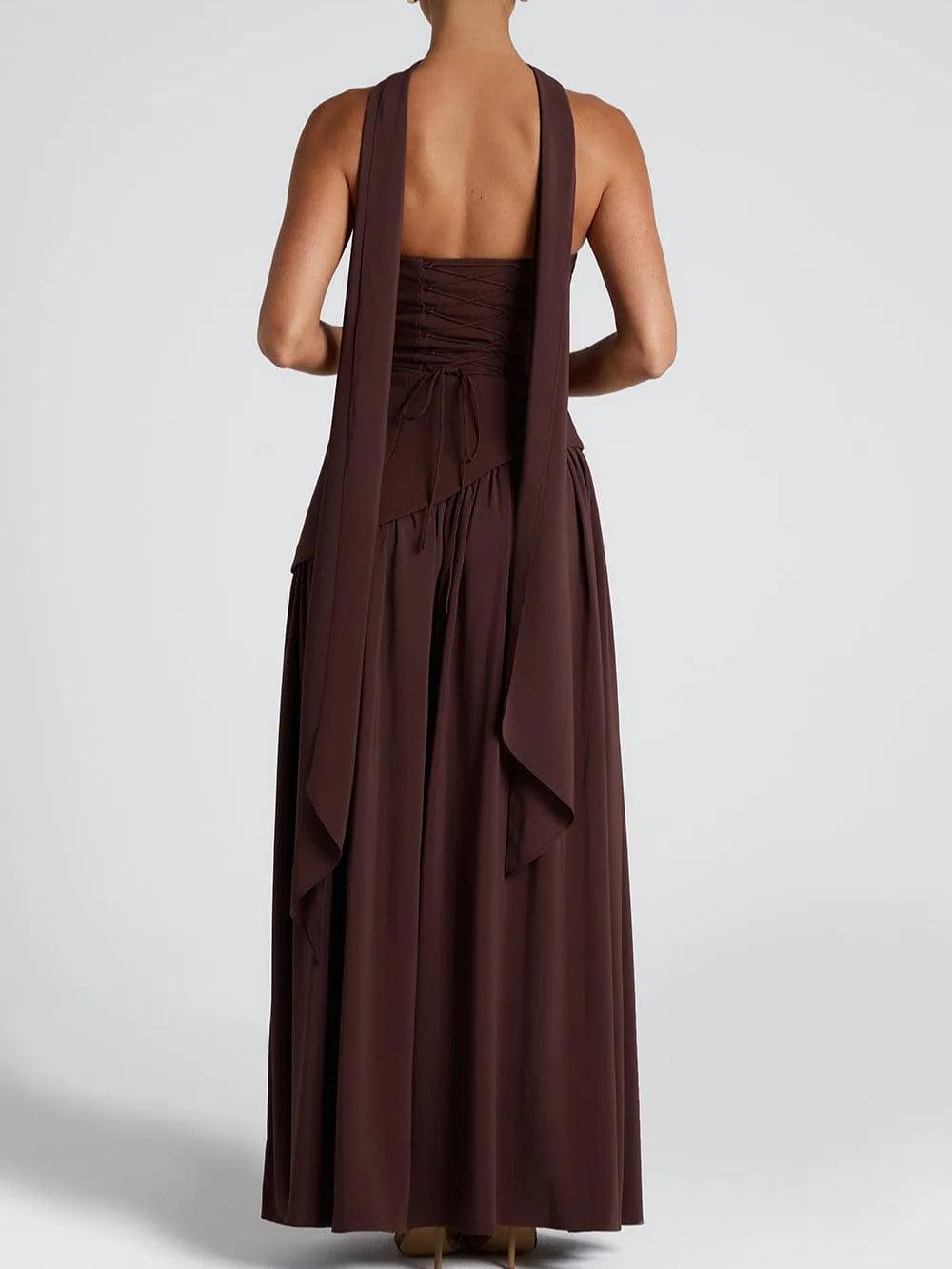 Maxi Vestido Sin Tirantes con Abertura Elegante