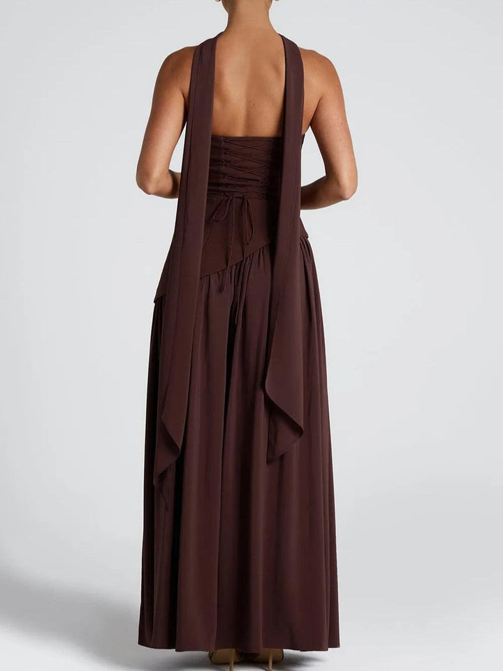 Maxi Vestido Sin Tirantes con Abertura Elegante