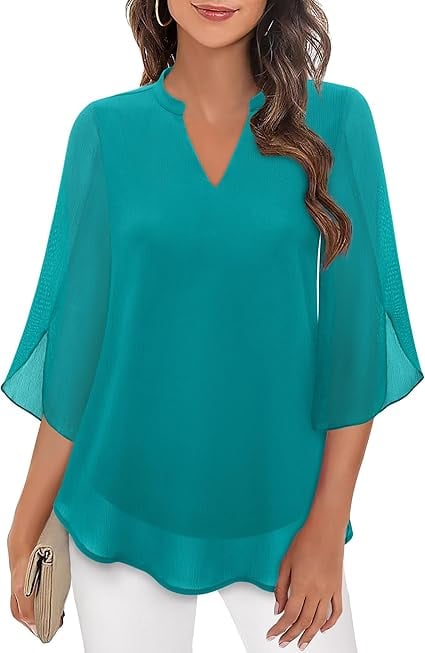 Claudia – Blusa de gasa chiffon con escote en V