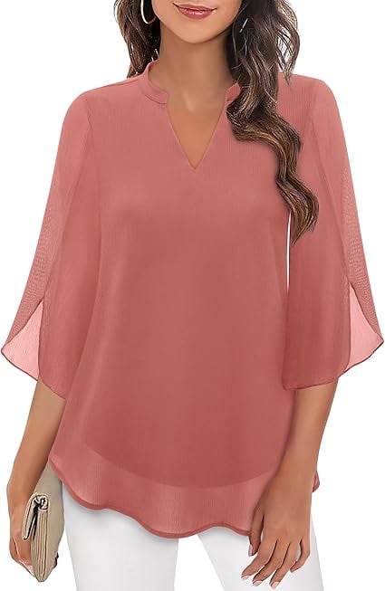 Claudia – Blusa de gasa chiffon con escote en V
