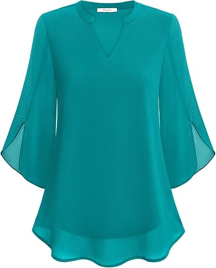 Claudia – Blusa de gasa chiffon con escote en V