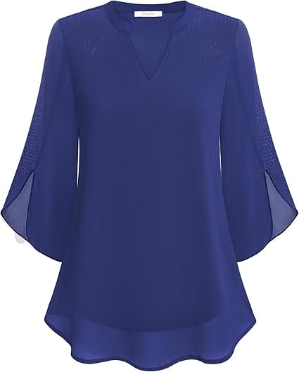 Claudia – Blusa de gasa chiffon con escote en V